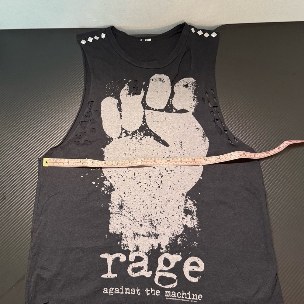 🎸 Rage Against The Machine Distressed Band Tank Studded Cutout Punk Graphic Tee - Picture 9 of 9
